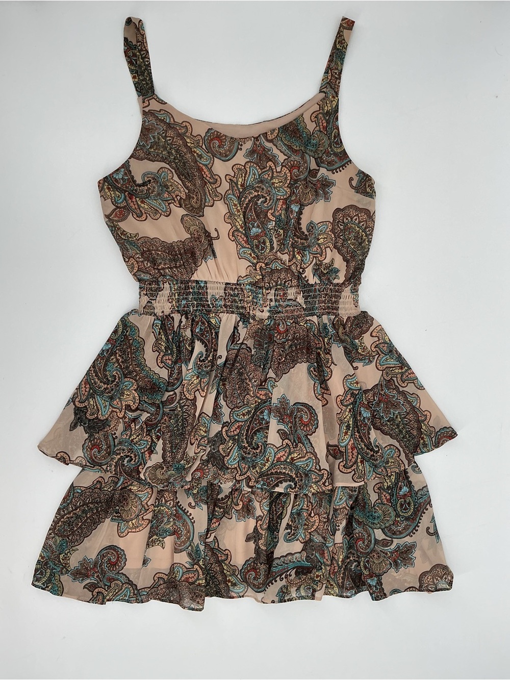 EXPRESS Ladies Paisley Tiered Fit and Flared Feminine Mini Dress